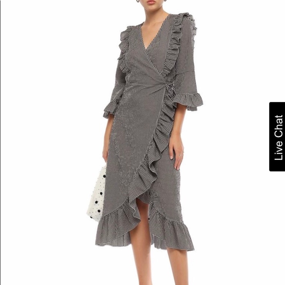 GANNI CHARRON GINGHAM WRAP DRESS - Picture 2 of 6